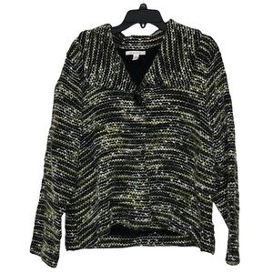 Jm COLLECTION - Textured Jacket One Button-Snap Black, White and Green - Size XL
